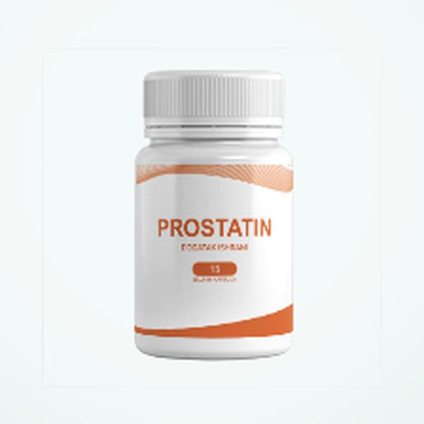 Bela plastenka Prostatin z oranžno etiketo, 15 kapsul
